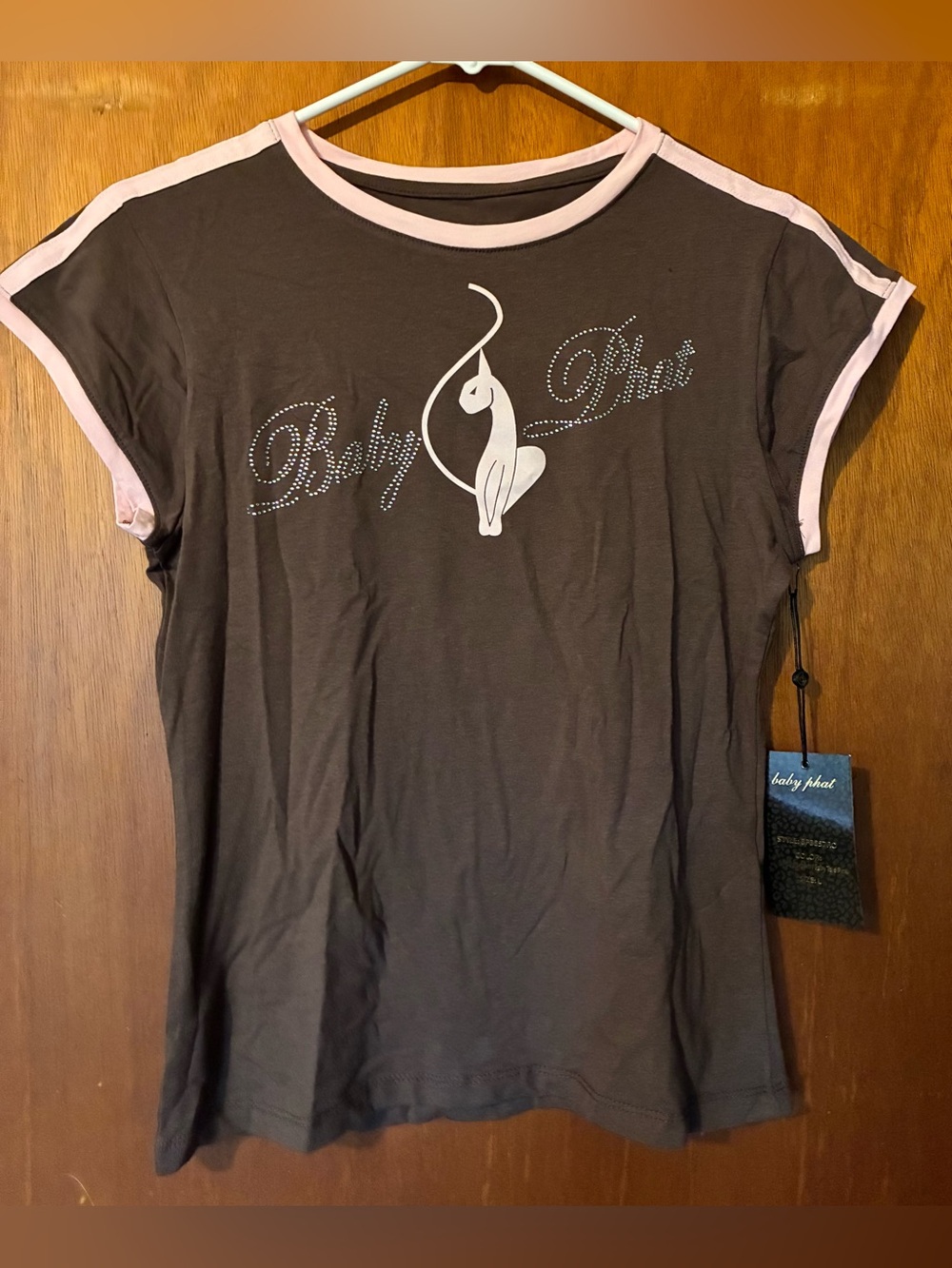 Baby Phat Brown Tee with Light Pink Trim and Logo